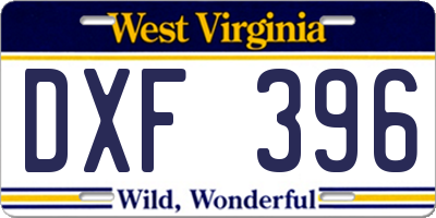 WV license plate DXF396