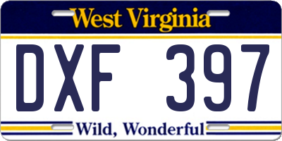 WV license plate DXF397