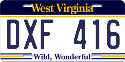 WV license plate DXF416