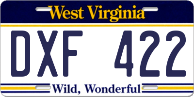 WV license plate DXF422