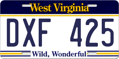 WV license plate DXF425