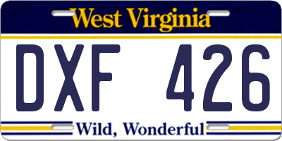 WV license plate DXF426