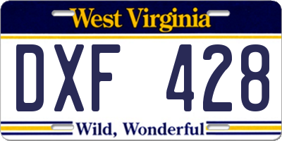 WV license plate DXF428