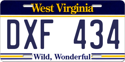 WV license plate DXF434