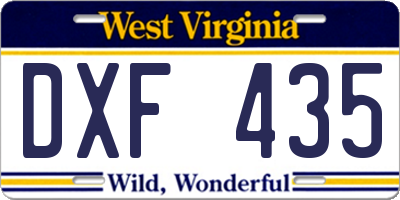 WV license plate DXF435