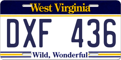 WV license plate DXF436