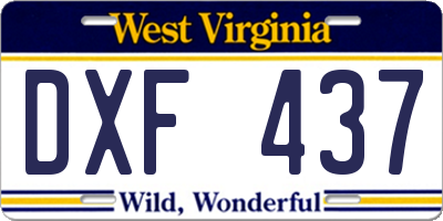 WV license plate DXF437