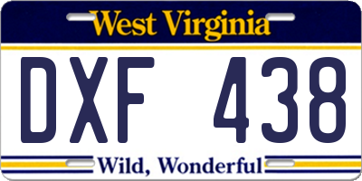 WV license plate DXF438