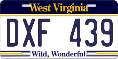 WV license plate DXF439