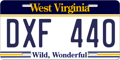 WV license plate DXF440