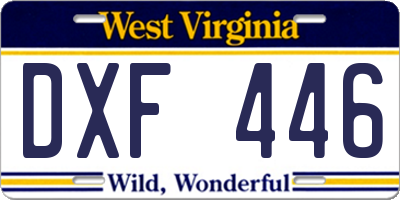 WV license plate DXF446