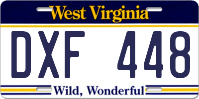 WV license plate DXF448
