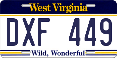WV license plate DXF449