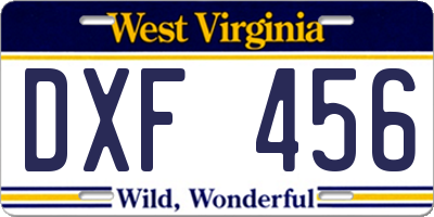 WV license plate DXF456