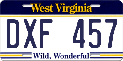 WV license plate DXF457