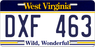 WV license plate DXF463