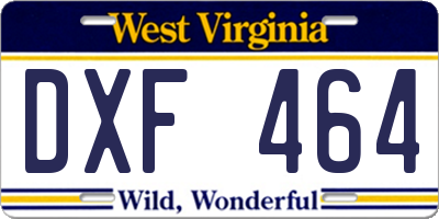 WV license plate DXF464