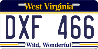WV license plate DXF466