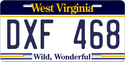 WV license plate DXF468