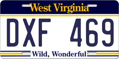 WV license plate DXF469