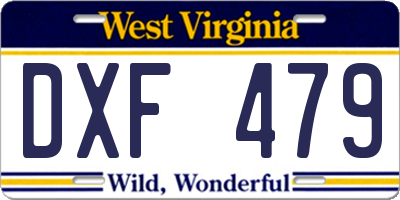 WV license plate DXF479