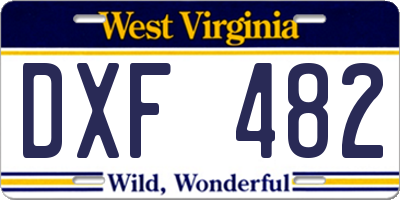 WV license plate DXF482