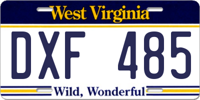 WV license plate DXF485