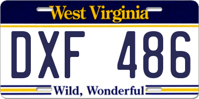 WV license plate DXF486