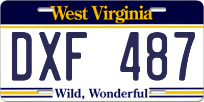 WV license plate DXF487