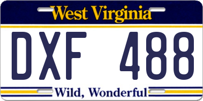 WV license plate DXF488