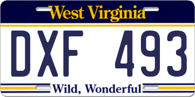 WV license plate DXF493