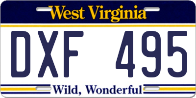 WV license plate DXF495