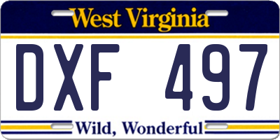 WV license plate DXF497