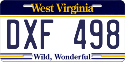 WV license plate DXF498