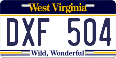 WV license plate DXF504