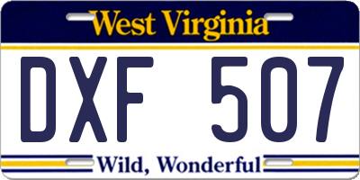 WV license plate DXF507