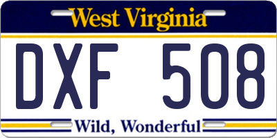 WV license plate DXF508