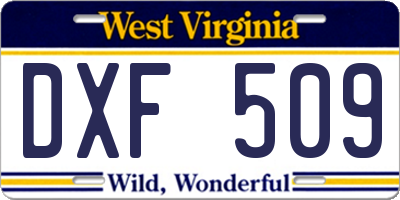 WV license plate DXF509
