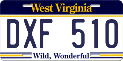 WV license plate DXF510