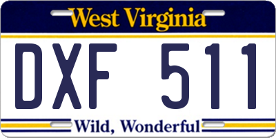 WV license plate DXF511