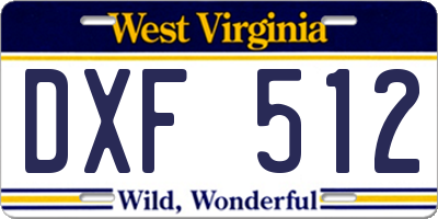 WV license plate DXF512
