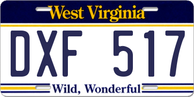 WV license plate DXF517