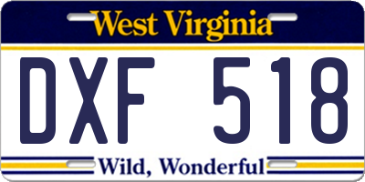 WV license plate DXF518