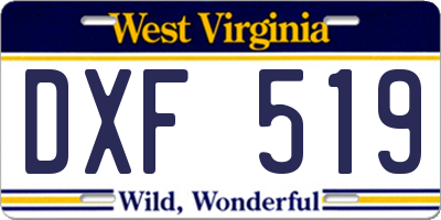 WV license plate DXF519