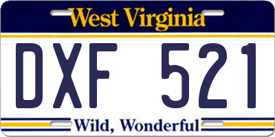 WV license plate DXF521