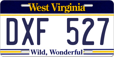 WV license plate DXF527