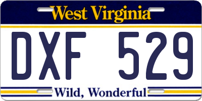 WV license plate DXF529