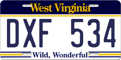WV license plate DXF534