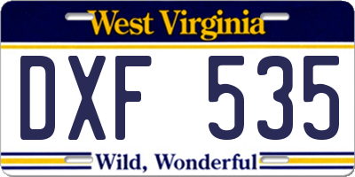 WV license plate DXF535