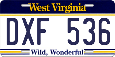 WV license plate DXF536